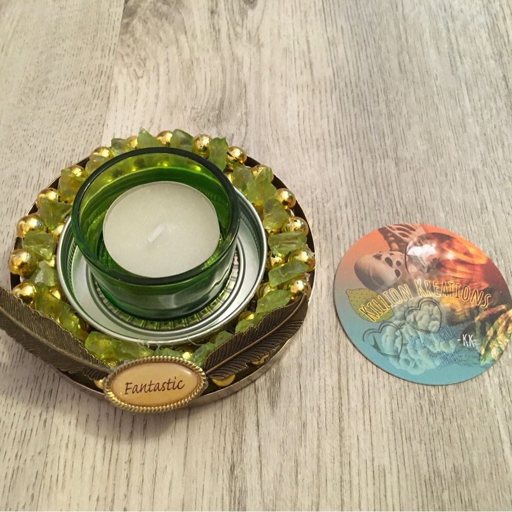 Fantastic Green and Gold Candle Holder